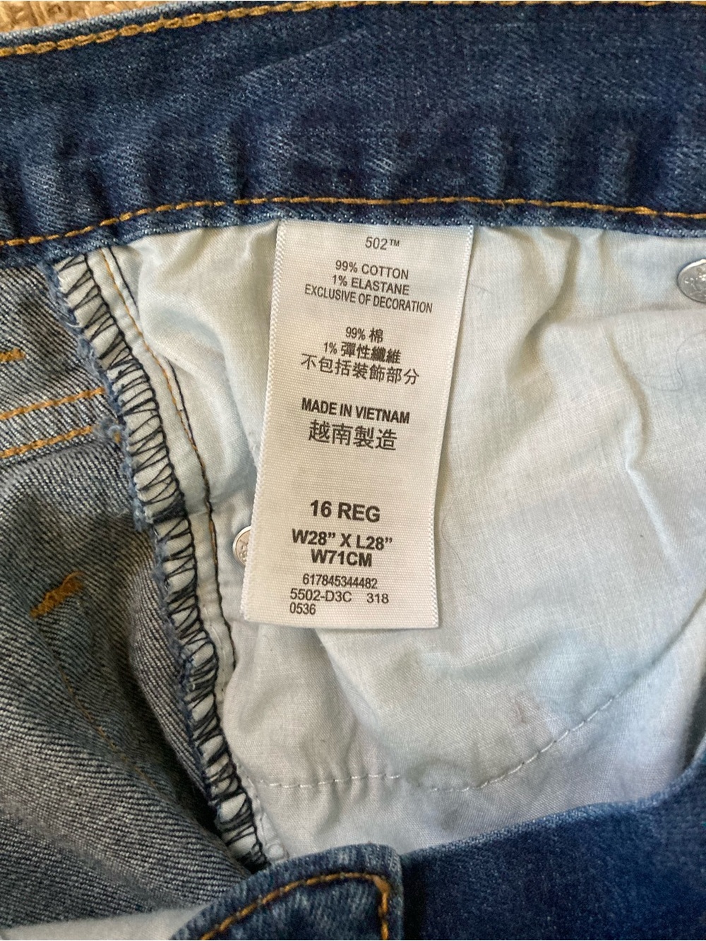 Levi's 502 taper blue jeans size 28 x 28 - Picture 4 of 5